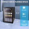 image17 Cuft Beverage Refrigerator Cooler 68 Can Mini Fridge Glass Door with Adjustable Shelves Digital Temperature Display Freestanding Small Drink Fridge for Home Office or BarBlack26 Cuft