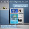 image31 CuFt Small Fridge with Freezer Compact Refrigerator with 2 Doors Mini Fridge with Adjustable Removable Glass Shelves for Bedroom Dorm Office or ApartmentGreyGrey