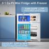 image31 CuFt Small Fridge with Freezer Compact Refrigerator with 2 Doors Mini Fridge with Adjustable Removable Glass Shelves for Bedroom Dorm Office or ApartmentGreyWhite