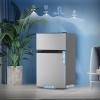 image31 CuFt Small Fridge with Freezer Compact Refrigerator with 2 Doors Mini Fridge with Adjustable Removable Glass Shelves for Bedroom Dorm Office or ApartmentGreySilver