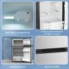 image31 CuFt Small Fridge with Freezer Compact Refrigerator with 2 Doors Mini Fridge with Adjustable Removable Glass Shelves for Bedroom Dorm Office or ApartmentGreySilver