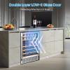 image46 Bottle 234 Inches Refrigerator Wine Fridge for Red White Champagne Beer Temperature Zone41F68F Freestanding Builtin Glass Door Dual Zone46 Silver