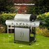 image4Burner Gas BBQ Grill with Side Burner PorcelainEnameled Cast Iron Grates Baking Pan 42000 BTU Stainless Steel Propane Grill for Outdoor Cooking and Patio Barbecues4Burner Grills