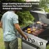image4Burner Gas BBQ Grill with Side Burner PorcelainEnameled Cast Iron Grates Baking Pan 42000 BTU Stainless Steel Propane Grill for Outdoor Cooking and Patio Barbecues4Burner Grills