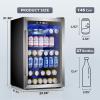 image50 Cans Beverage Refrigerator Cooler 13 Cuft Mini Fridge Countertop Drink Cooler with Glass Door for Beer SodaWine Adjustable Digital Temperature Control for Home Dorm Bar BlackSilver