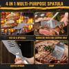imageBBQ Grilling Accessories 16Inch Stainless Steel BBQ Grill Tools Set for Men Heavy Duty Grilling Accessories Kit for Camping Kitchen Extra Thick Barbecue Utensil6 PCS