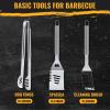 imageBBQ Grilling Accessories 16Inch Stainless Steel BBQ Grill Tools Set for Men Heavy Duty Grilling Accessories Kit for Camping Kitchen Extra Thick Barbecue Utensil3 PCS
