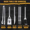 imageBBQ Grilling Accessories 16Inch Stainless Steel BBQ Grill Tools Set for Men Heavy Duty Grilling Accessories Kit for Camping Kitchen Extra Thick Barbecue Utensil6 PCS