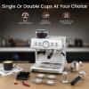 imageEspresso Machine with Grinder Stainless Steel 20 Bar SemiAutomatic Expresso Coffee Machines Featuring a Milk Frother Steam Wand Removable Water Tank for Latte Macchiato Cappuccino