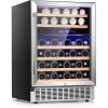 image46 Bottle 234 Inches Refrigerator Wine Fridge for Red White Champagne Beer Temperature Zone41F68F Freestanding Builtin Glass Door Dual Zone46 Silver