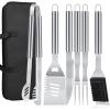 imageBBQ Grilling Accessories 16Inch Stainless Steel BBQ Grill Tools Set for Men Heavy Duty Grilling Accessories Kit for Camping Kitchen Extra Thick Barbecue Utensil6 PCS