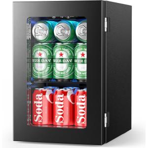 image17 Cuft Beverage Refrigerator Cooler 68 Can Mini Fridge Glass Door with Adjustable Shelves Digital Temperature Display Freestanding Small Drink Fridge for Home Office or BarBlack06 CUFT