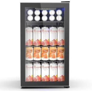 image17 Cuft Beverage Refrigerator Cooler 68 Can Mini Fridge Glass Door with Adjustable Shelves Digital Temperature Display Freestanding Small Drink Fridge for Home Office or BarBlack32 Cuft