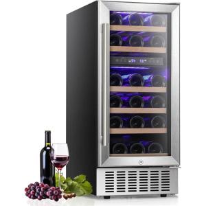 image28 Bottle15 Inches Wine Fridge Refrigerator for Red White Champagne Beer Temperature Range 41F68F Freestanding Builtin Dual Zone28 Silver3 CUFTDual Zone