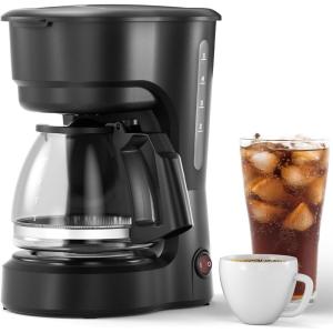 image5Cup Drip Coffee Maker with 24H Programmable Timer Delay Brew Keep Warm Plate 25oz Water Reservoir AutoShut Reusable filter Overheatprotection Ideal for HomeOfficeOutsideBlackMechanical