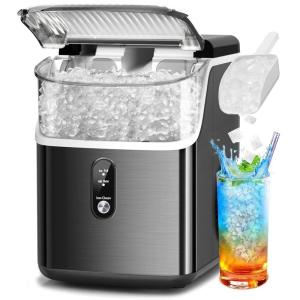 imageCountertop Nugget Ice Maker Pro  34lbs24H SelfCleaning Pellet Ice Machine with Soft Chewable Ice OneTouch Operation for Home Kitchen OfficeParty BlackBlack