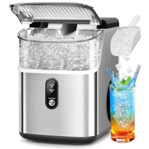 imageCountertop Nugget Ice Maker Pro  34lbs24H SelfCleaning Pellet Ice Machine with Soft Chewable Ice OneTouch Operation for Home Kitchen OfficeParty BlackSilver