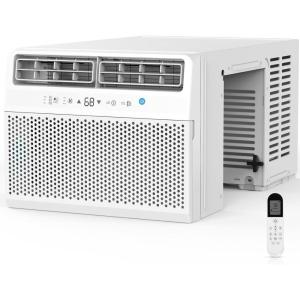 imageWindow Air Conditioner 12000 BTU Window AC Unit Cooling Room 500sqft Dehumidifier Mode and 3 Fan Speed 24H Timer Saddle Mount Quiet Operation White12 000 BTU