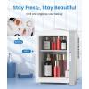 imageSkincare Fridge With Builtin LED Light Mirror 4L Compact Mini Refrigerator ACDC Portable 6 Can Small Cosmetics Cooler for Makeup Beverage Food Bedroom Office ampamp Dorm White