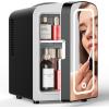 imageSkincare Fridge With Builtin LED Light Mirror 4L Compact Mini Refrigerator ACDC Portable 6 Can Small Cosmetics Cooler for Makeup Beverage Food Bedroom Office ampamp Dorm BlackBlack