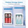 imageSkincare Fridge With Builtin LED Light Mirror 4L Compact Mini Refrigerator ACDC Portable 6 Can Small Cosmetics Cooler for Makeup Beverage Food Bedroom Office ampamp Dorm White