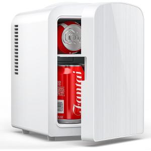 image4L6 Cans Mini Fridge Portable Compact Refrigerator Small Skin Care Fridge Food and Drinks Small Cooler for Bedroom Dorm Car Office WhiteCooling Only