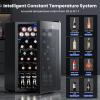 imageWine Cooler Refrigerator 37 Bottle Freestanding Cabinet Wine Cellars Wine Fridge with Glass Door 145 Can Beverage Refrigerator for Home Use Protecting Your Reds and WhitesBlack