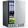 imageWine Cooler Refrigerator 37 Bottle Freestanding Cabinet Wine Cellars Wine Fridge with Glass Door 145 Can Beverage Refrigerator for Home Use Protecting Your Reds and WhitesSilver