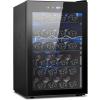 imageWine Cooler Refrigerator 37 Bottle Freestanding Cabinet Wine Cellars Wine Fridge with Glass Door 145 Can Beverage Refrigerator for Home Use Protecting Your Reds and WhitesBlack
