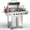 imageGas GrillHeavyDuty Stainless Steel BBQ Grill4 Burner Gas Grill with Side Burner42000 BTU Propane Grill for Outdoor CookingBarbecueGarden and Patio BackyardAll stainless steel 4Burner Grills