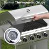 image4Burner Propane Gas Grill with 304 Stainless Steel Cooking Grid Hanging HooksHeatResistant Handle 32000BTU Stainless Steel BBQ Grill with Portable Wheels for CampingPatioBackyard