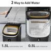 imageCountertop Ice Cube Maker Machine with External Water Tank16Pcs5Mins34LbsDay2 Ways to Add WaterPortable Compact Small Ice Maker with AutoCleaningPerfect for HomeKitchenCampingRVBLACK