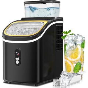 imageCountertop Ice Cube Maker Machine with External Water Tank16Pcs5Mins34LbsDay2 Ways to Add WaterPortable Compact Small Ice Maker with AutoCleaningPerfect for HomeKitchenCampingRVBLACK