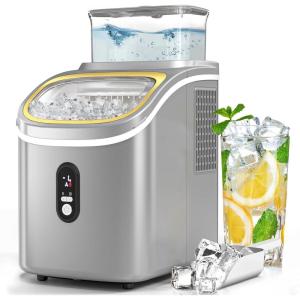 imageCountertop Ice Cube Maker Machine with External Water Tank16Pcs5Mins34LbsDay2 Ways to Add WaterPortable Compact Small Ice Maker with AutoCleaningPerfect for HomeKitchenCampingRVGREY