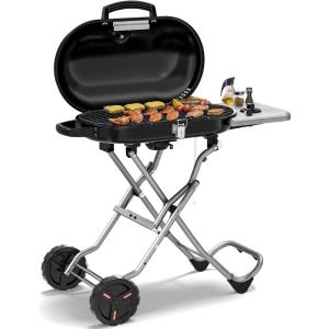 imagePortable Propane Gas Grill 15000 BTU Foldable Outdoor Grill with 348 Sq In Grilling Area for Camping BBQ Parties Backyard Beach Outings