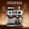 imageElectric 20 Bar Espresso Machine Programmable DualBoiler Expresso Coffee Machine with 30 Grinder Settings ampamp Milk Frother for LatteCappuccino 95oz Removable Tank 58MM LED Display for Home Silver