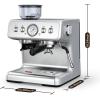 imageEspresso Machine with Builtin Grinder Professional 20 Bar Cappuccino ampamp Latte Machines with Milk Frother 3in1 Stainless Steel Espresso Coffee Maker for Home Office or CafeSilver