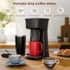 imageSingle Serve Drip Coffee Maker with Travel Mug OneTouch Operation Fast Brew Compact Small Coffee Maker with Removable FilterIdeal for Home Office or On the GoBlackTravel Cup Coffee Maker