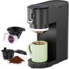 imageSingle Serve Coffee Maker Compatible with Capsule and Ground 5 Brew Sizes Up to 14 Oz Adjustable Funnel Height Compact ampamp Quick Brew Easy to Clean Ideal for HomeOfficeOutside BlackBlack