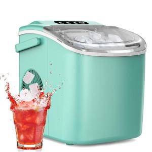 imageIce Maker Countertop Efficient Easy Carry Ice Machine SelfCleaning Ice Maker with Ice Scoop ampamp Basket 9pcs 8mins 266Lbs Per Day for HomeOfficeKitchenGreenMatte Green