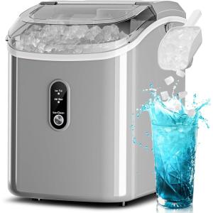 imageNugget Countertop Ice Maker34lbs24HPebble Ice Maker Machine with HandleSelfCleaning FunctionPellet Ice Maker for HomeKitchenOfficeBlackDark Gray