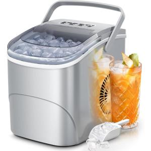 imageNugget Countertop Ice Maker34lbs24HPebble Ice Maker Machine with HandleSelfCleaning FunctionPellet Ice Maker for HomeKitchenOfficeBlackGrey