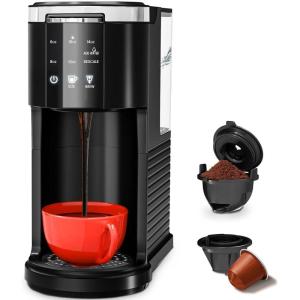 imageSingle Serve Coffee Maker 2 in 1 Coffee Machine for KCup ampamp Ground Coffee 6 to 14oz Brew Sizes Selfcleaning Pod Coffee Makers with 40oz Removable Water Reservoir LCD Screen BlackBlack