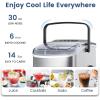 image9 Cubes Ready in 68 Mins Countertop Ice Maker 265Lbs per Day Stainless Steel Portable Ice Maker Ice Maker Machine with Carry Handle for HomeKitchenCampingRVSILVER