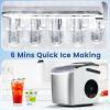 image9 Cubes Ready in 68 Mins Countertop Ice Maker 265Lbs per Day Stainless Steel Portable Ice Maker Ice Maker Machine with Carry Handle for HomeKitchenCampingRVSILVER