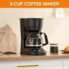 imageCompact 5Cup Coffee Maker Featuring BrewPause Technology a Permanent Filter and Simple OneTouch Operation Enjoy Auto KeepWarm Coffee Perfect for HomeOfficeOutsideBlackSmartBrew