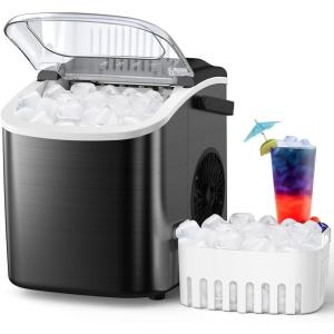 image9 Cubes Ready in 68 Mins Countertop Ice Maker 265Lbs per Day Stainless Steel Portable Ice Maker Ice Maker Machine with Carry Handle for HomeKitchenCampingRVBLACK with Handel