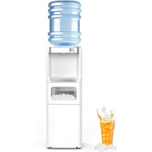 imageWater Dispenser with Ice Maker Function Top Loading Hot and Cold Water Cooler for 5 Gallon Bottle  Includes Child Safety Lock  Water Machine for Home Office Garage  BlackWhite