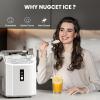 imageNugget Ice Maker Countertop 35Lbs24H Stainless Steel Nugget Ice Maker Portable with SlefCleaningwith Ice BasketScoop for HomeOfficeBarWhite