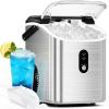 imageNugget Ice Maker Countertop  Pebble Ice Maker with SelfCleaning Ready in 6 Mins 35lbsDay Portable Sonic Ice Machine with Handle Basket ampamp Scoop for Home Kitchen RV Outdoor BlackSilver